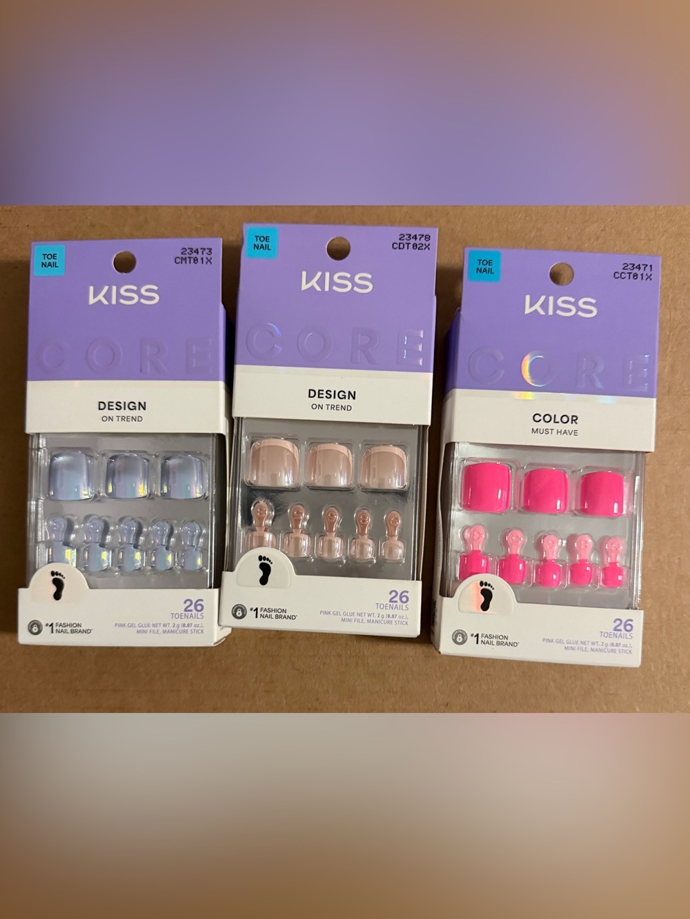 Kiss Kids Pink Toe Nails - 26 Pack x 3